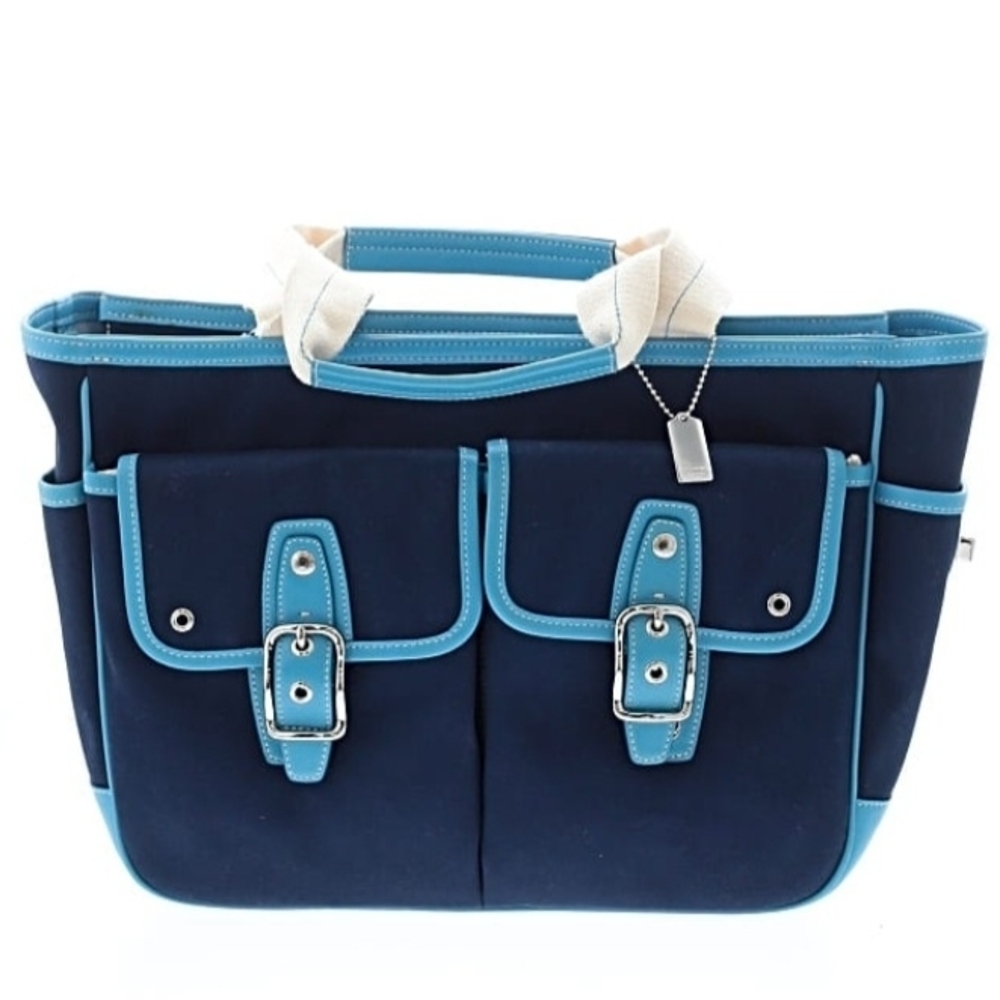 👜💙 Coach Navy & Light Blue Tote Bag